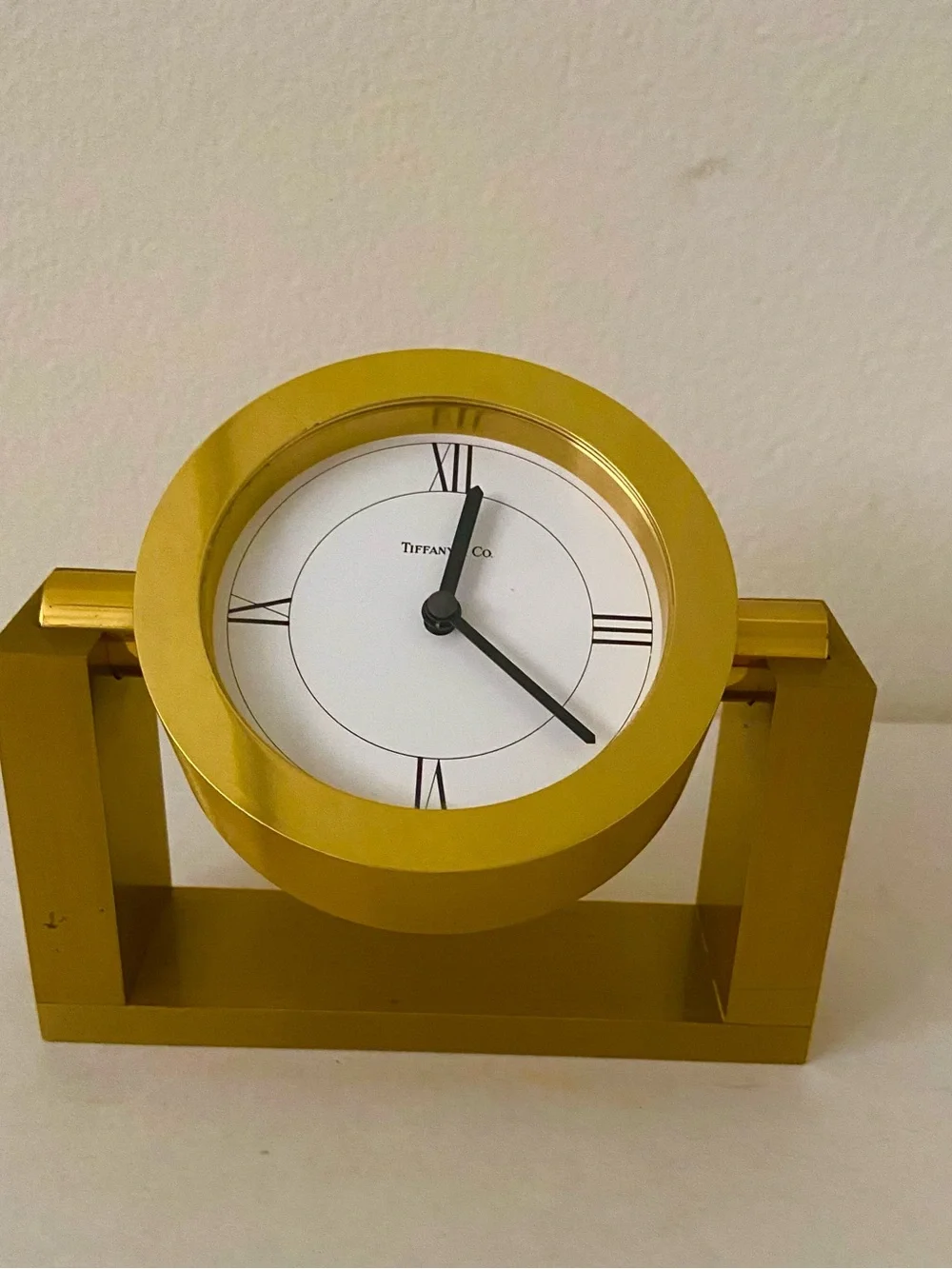 Vintage 1989 Tiffany & Co. Solid Brass Desk Clock - Gorgeous Patina. A Treasure.
